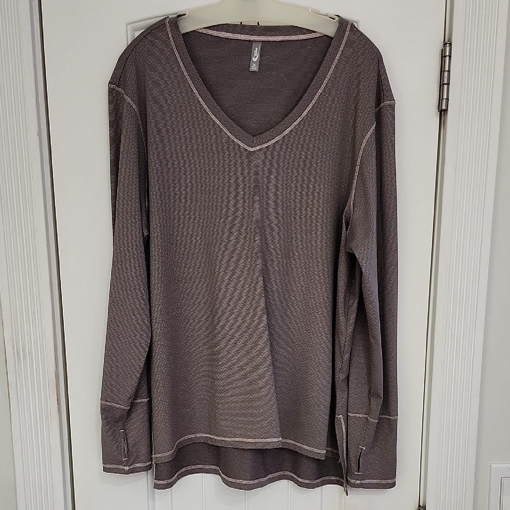 Lavender/Gray Ribbed Relaxed Long Sleeve shirt